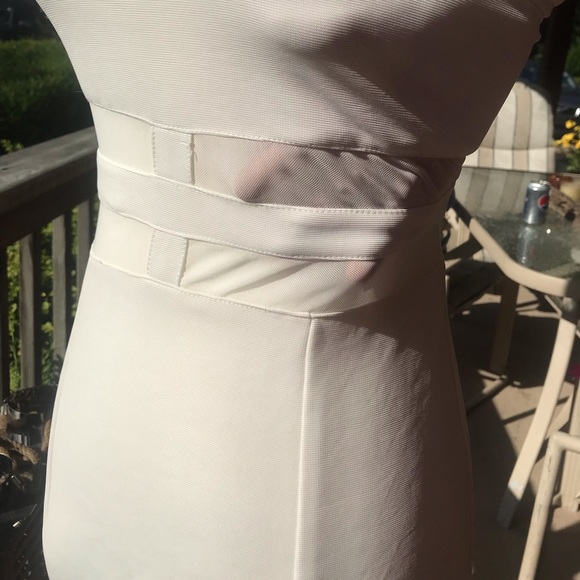 White & Mesh Bodycon Dress - Picture 4 of 16